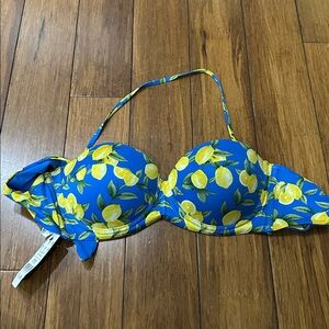 NWT Tezenis Blue Lemon Print Bikini Top